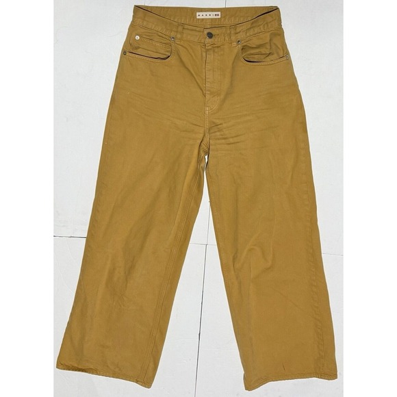 Marni Uniqlo Jeans 26x31 Tan‎ Wide Leg Baggy High Rise Denim Pants - Picture 1 of 7
